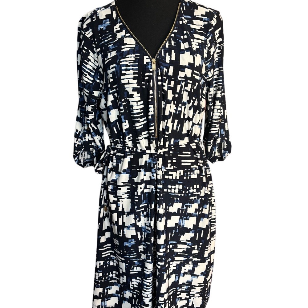International INC Company Chic Blue and White Patterned Dress Size XL